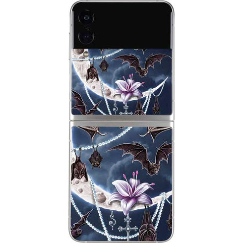 Gothic Moon with Bats and Flowers by Sarah Richter Galaxy Z Flip4 5G Skin